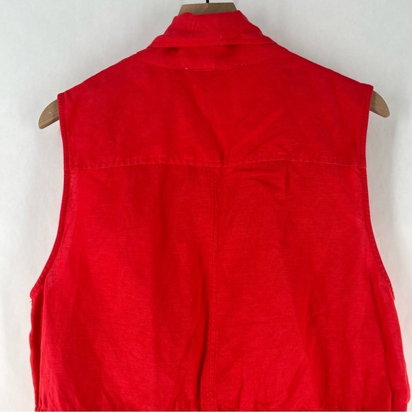 Torrid Coral‎ Linen Blend Drape Front Woven Drawcord Waist Utility Vest - Picture 9 of 14